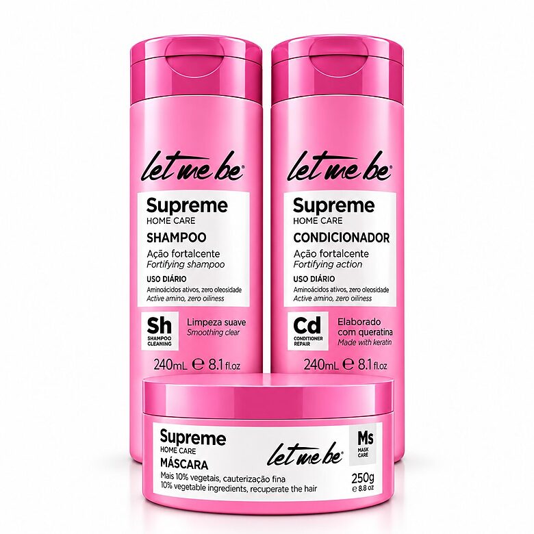 Supreme maitinamasis plaukų priežiūros rinkinys (šampūnas 240 ml + kondicionierius 240 ml + kaukė 250 g) — Let Me Be