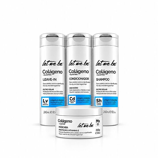 Kolageno plaukų priežiūros rinkinys (šampūnas 240 ml + kondicionierius 240 ml + kaukė 250 ml + plaukų kremas 240 ml), Let Me Be